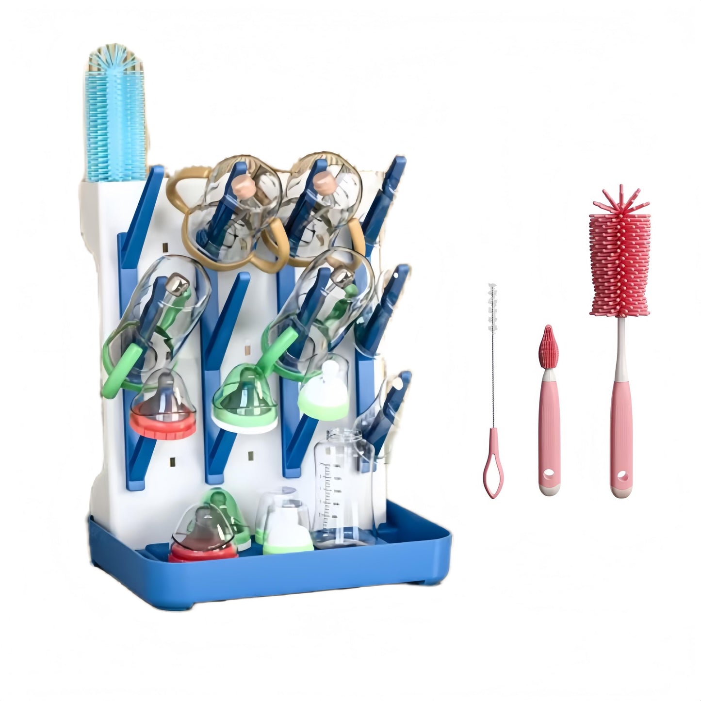 lizeisadi Bottle Storage Organizer -Large Vertical Bottle Dryer Rack Kitchen Counter - Space Saving Standing Drying Rack for Bottles, Suitable for Bottles, Pacifiers Pump Parts Accessories (Blue)