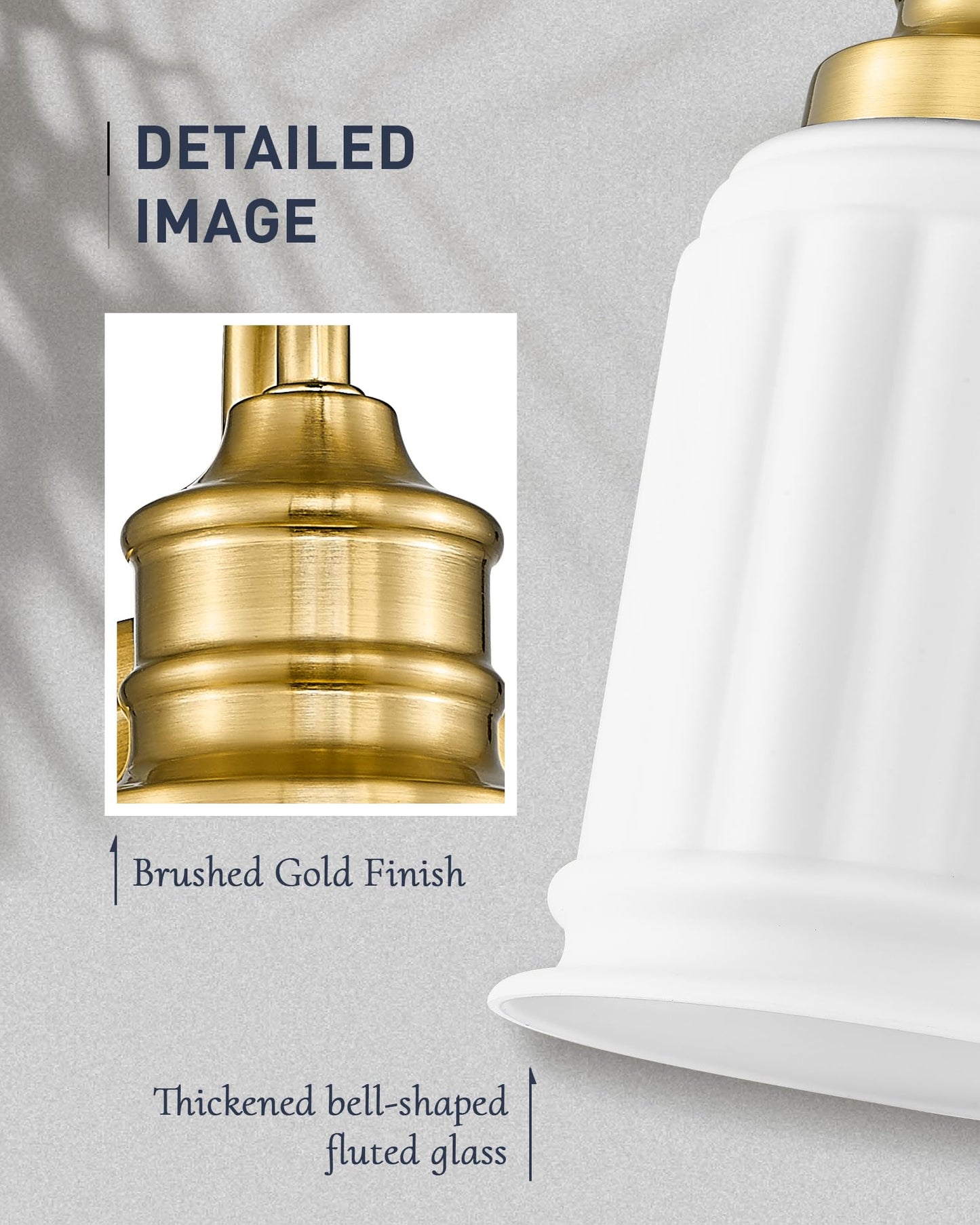 HWH Modern Bathroom Wall Sconces, 1-Light Vanity Light Wall Lamp with Frosted White Bell-Shaped Glass, Brushed Gold Finish, 5HZG106B BG