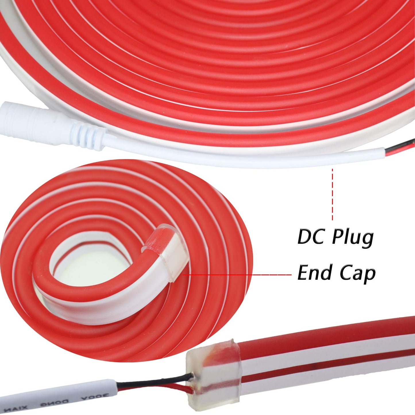Rextin Led Neon Rope Lights 16.4Ft Dimmable Ip67 Silicone Red For Indoor & Outdoor Diy Signage