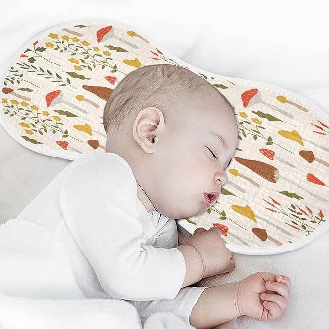 Kigai Colorful Mushroom Baby Burp Cloths Extra Soft and Absorbent Burping Rags Cotton Burping Clothes Baby Washcloths for Newborn Boys Girls Nursery Decor - 2 Pack