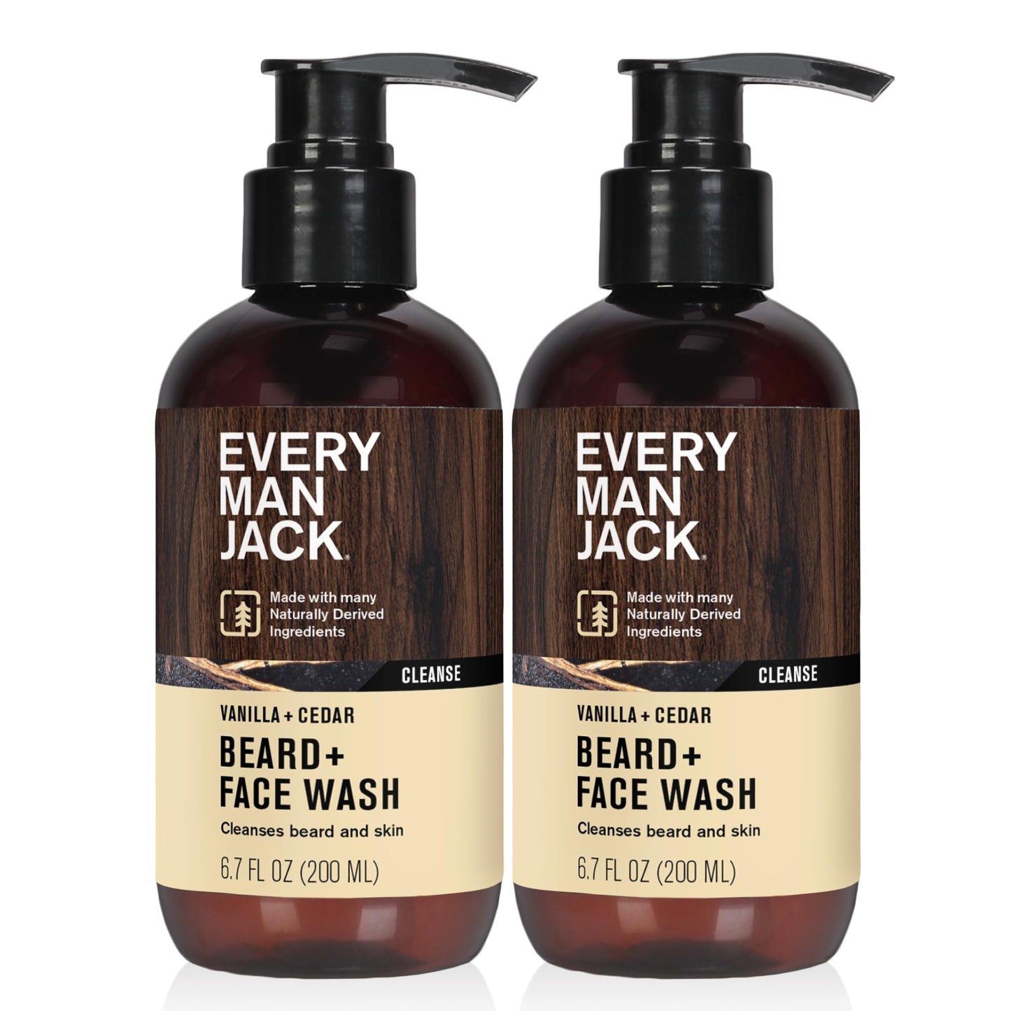 Every Man Jack Beard + Face Wash - Vanilla & Cedar Fragrance - Cleans & Softens Your Beard and Skin - Naturally Derived w/Aloe a