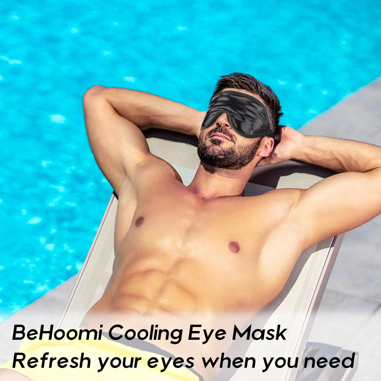 BeHoomi Cooling Eye Mask, Gel Eye Mask Cold Eye Ice Pack, Reusable Ice Mask, Cool Relaxation, No Freeze, Comfort Snug Fit, Cold Eye Compress for Home Spa, Office, Morning Refreshment, Black