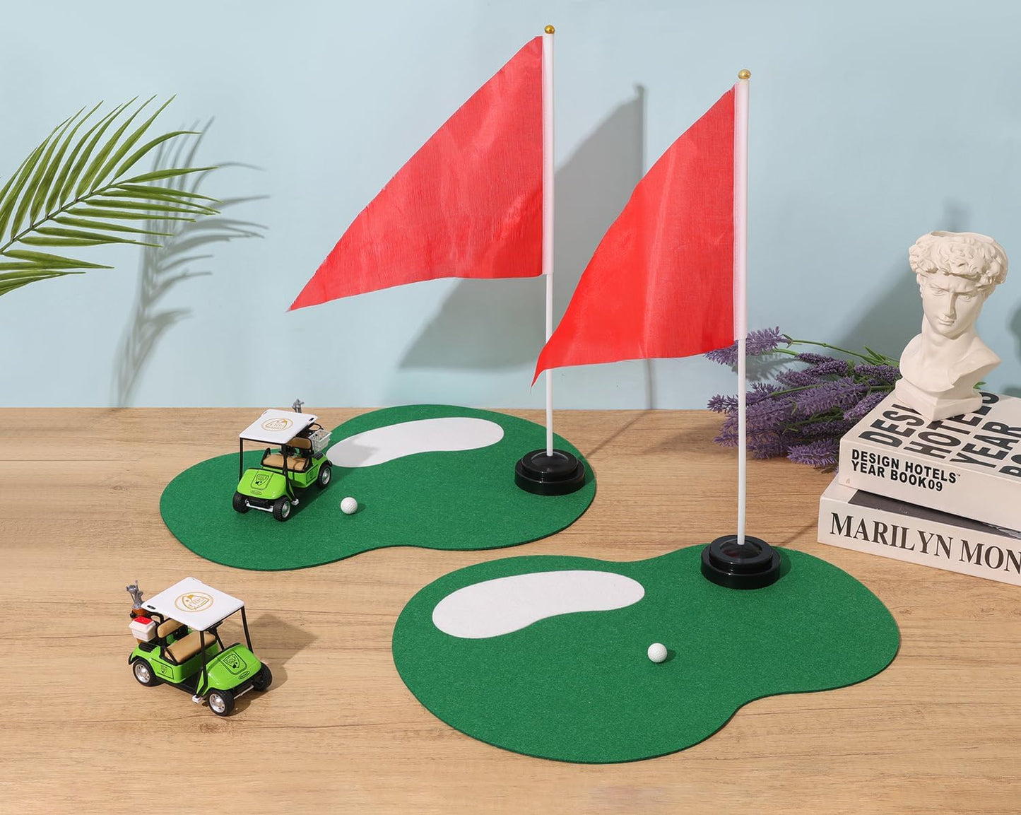4 Set 20PCS Golf Centerpieces Table Decorations, Ball Sand Trap Red Flag Plastic Flagpole Base for Golf Club Sport Party Decor Supplies.
