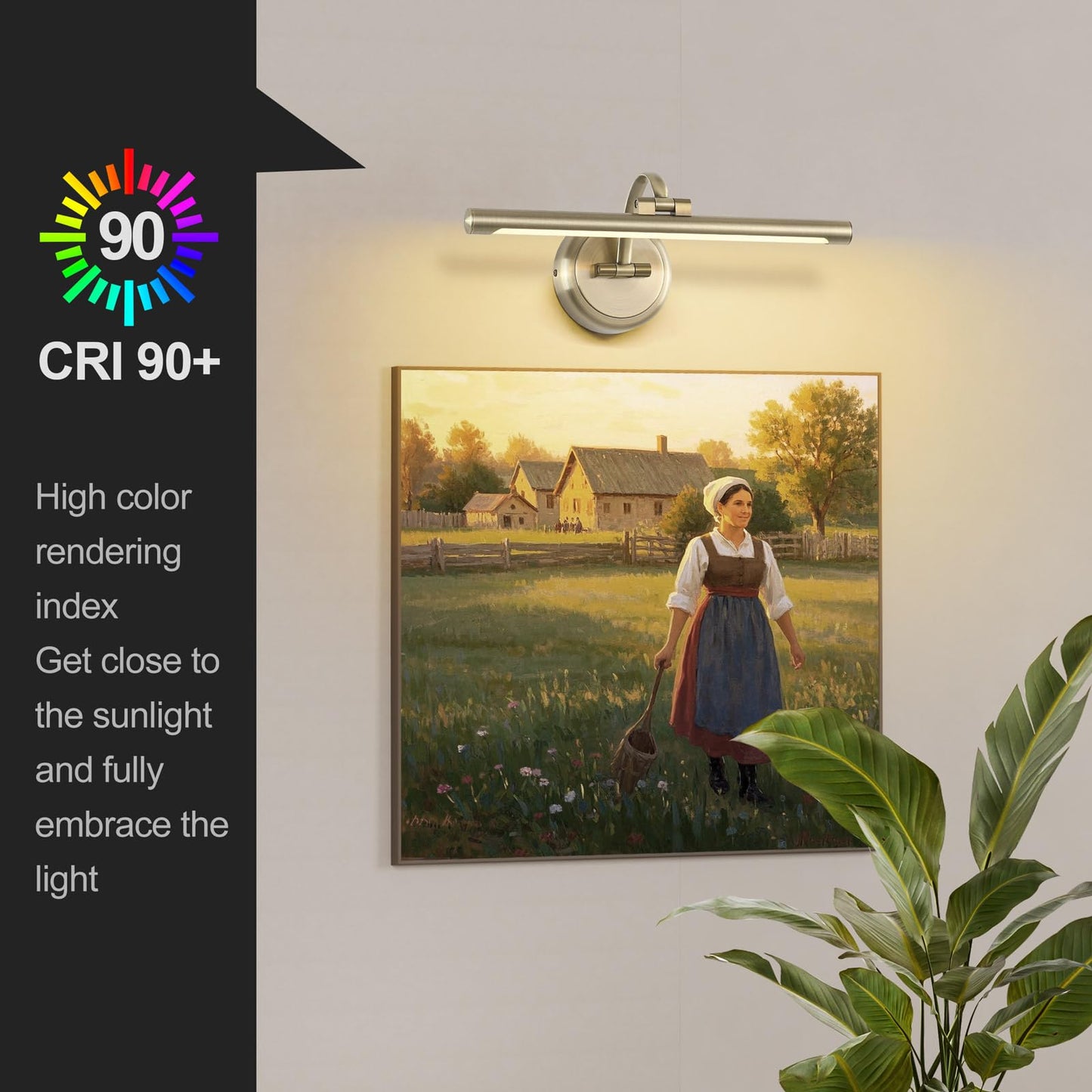Tassuowell Antique Bronze Picture Light For Wall Dimmable discomfort-reducingting Light 16 Inch Hardwired Picture Frame Lights 9W 3000K Warm White Art Lighting Display Lamps Rotatable Full Metal Gallery Light