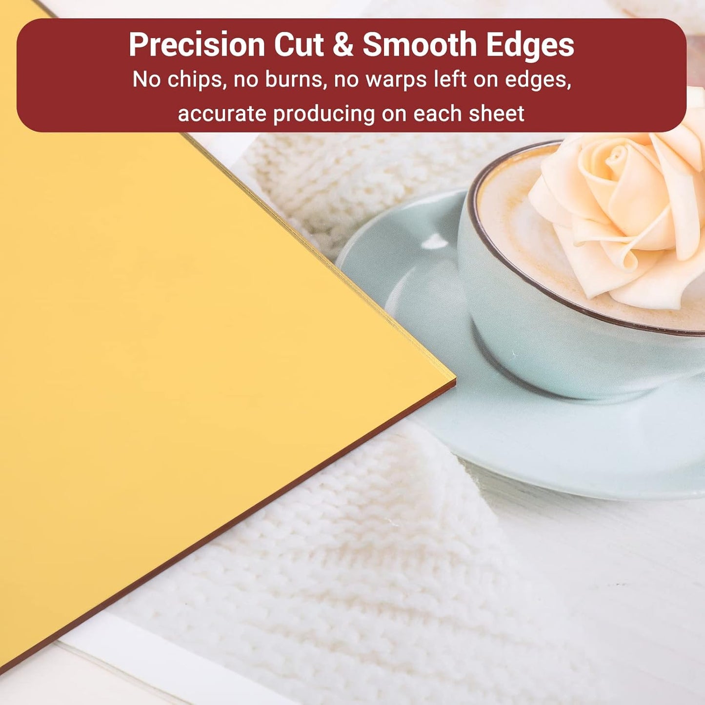 Enoin 8 x 12 Inch Gold Acrylic Sheet - Cut to Size Plexiglass Sheets 1/8 inch Thick, Small Wall Mirrors for Wall Decor DIY Craft Acrylic Sign
