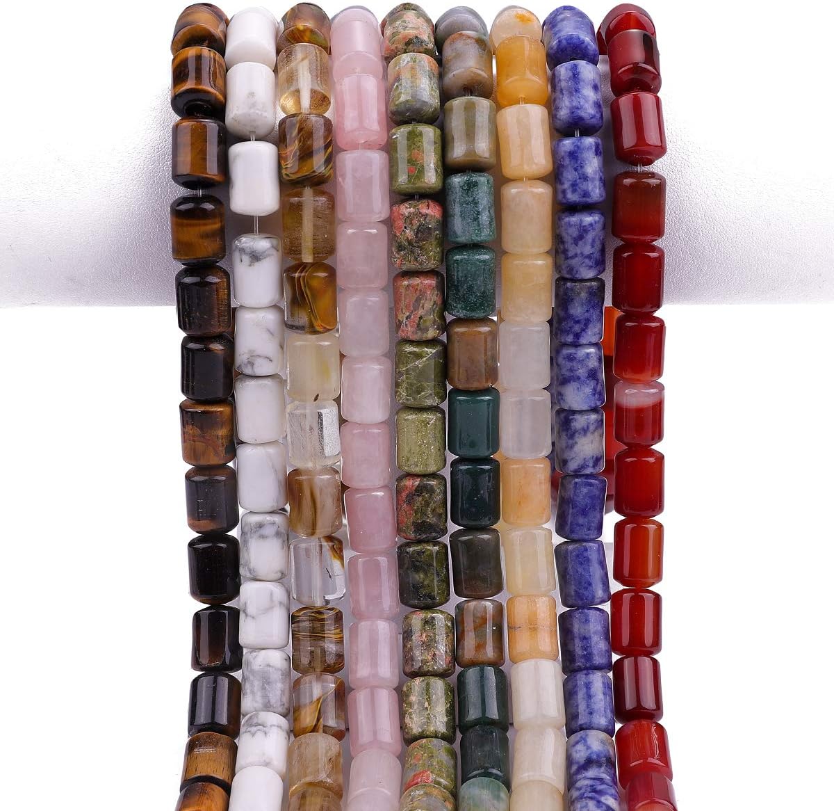 Natural White Howlite Cylinder Stone Loose Semi Gemstone Beads for Jewelry Making 10mmx14mm 38cm