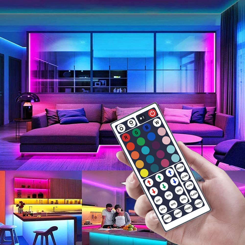 SNKIZN Wireless IR Remote Controller for RGB LED Strip Lights, 44 Key, Includes Rectifier Control Box & Power Supply Adapter, Multicolor