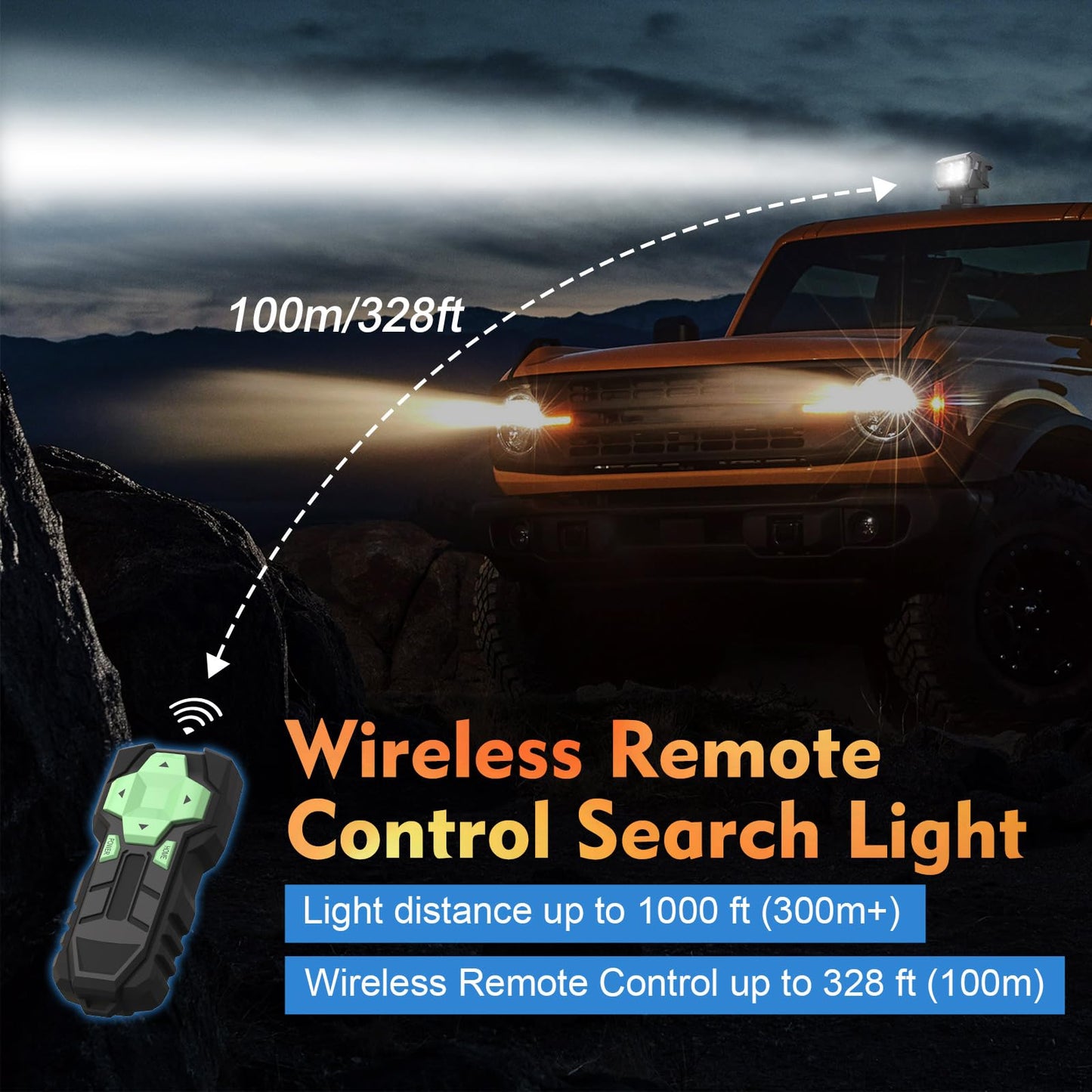 Remote Control Led Spotlight  50W Outdoor Searchlight 360Rotating Automatic Led Spotlight For Truck Boat With 5 Strong Magnets  Waterproof Go Outdoor Spot Lights For 12V/24V