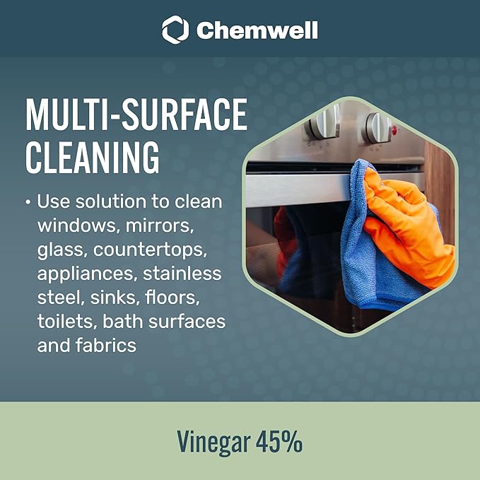 45% Vinegar 4 Gallons (4 Pack, 1 Gallon) - General Purpose All-Natural Multi-Surface Cleaner for Home, Patio & Commercial - High Performance, Powerful Concentrated Acetic Acid - Made in USA