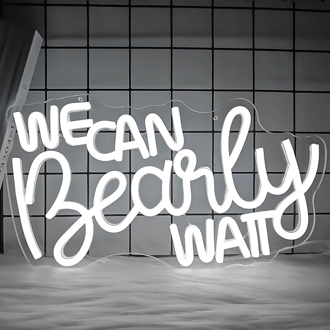 We Can Bearly Wait Neon Sign Dimmable Baby Shower Led Neon Light for Wall Decor, We Can Barely Wait Decorations Backdrop f...