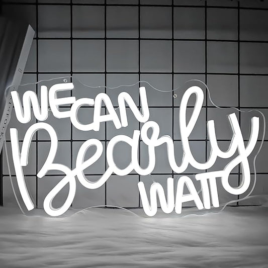 We Can Bearly Wait Neon Sign Dimmable Baby Shower Led Neon Light for Wall Decor, We Can Barely Wait Decorations Backdrop f...