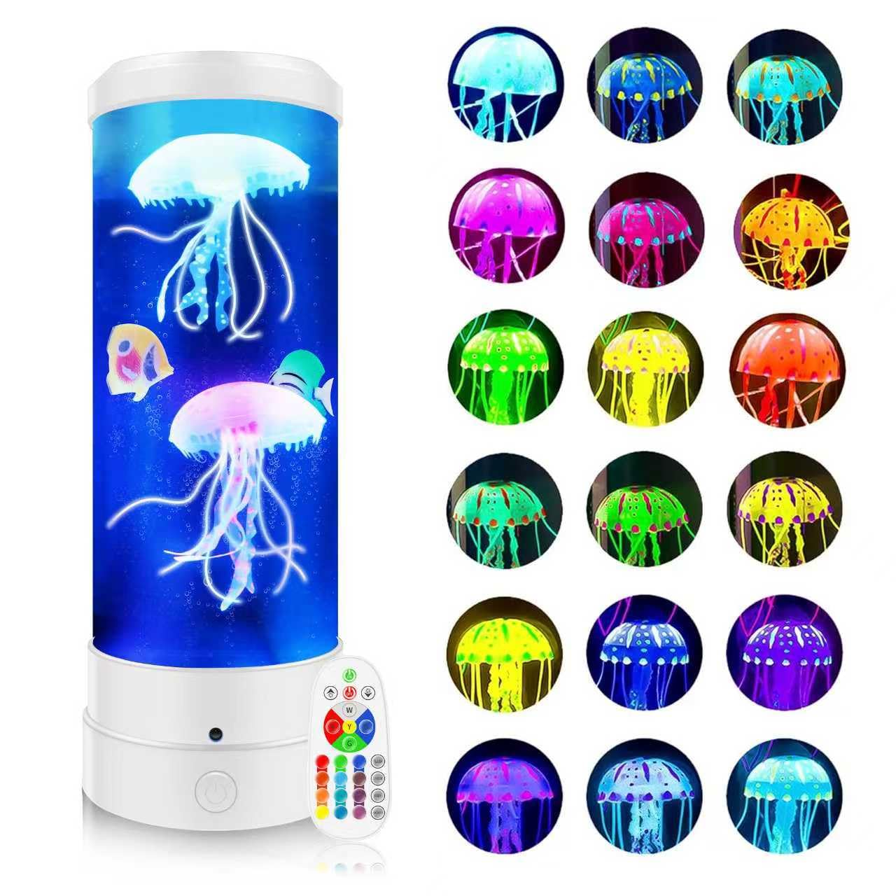 Jellyfish Lamp, 17 Colors Changing Table Lamp with Remote Control, USB Powered Jelly Fish Light Lamp, 4 Lighting Modes Water Lam