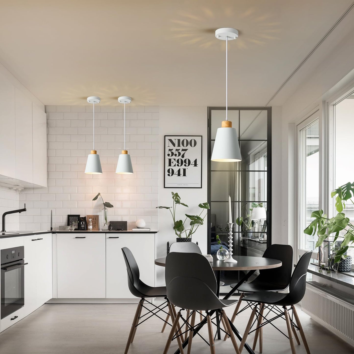 3 Pack Mini White Pendant Light Kitchen Island Modern Wood Pendant Lighting Cone Hanging Lights Hollow Top Nordic Island Light For Counter  Bar  Hallway