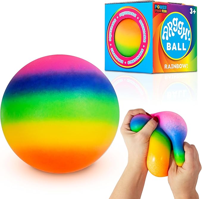 Power Your Fun Arggh Rainbow Giant Stress Balls for Adults - 3.75 Inch Large Stress Balls for Kids Squishy Toys Ball Stres...