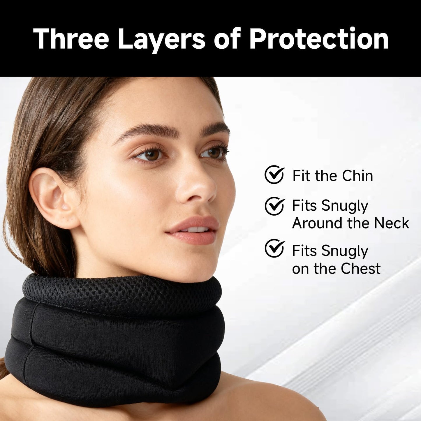 Neck Support for Snoring, Neck Brace, Neck Brace for Sleeping, Adjustable Soft Foam Neck Braces for Men & Women, Ergonomic Design for Comfortable Sleep/Home/Travel/Office(Adjust 5.31-6.49inch)