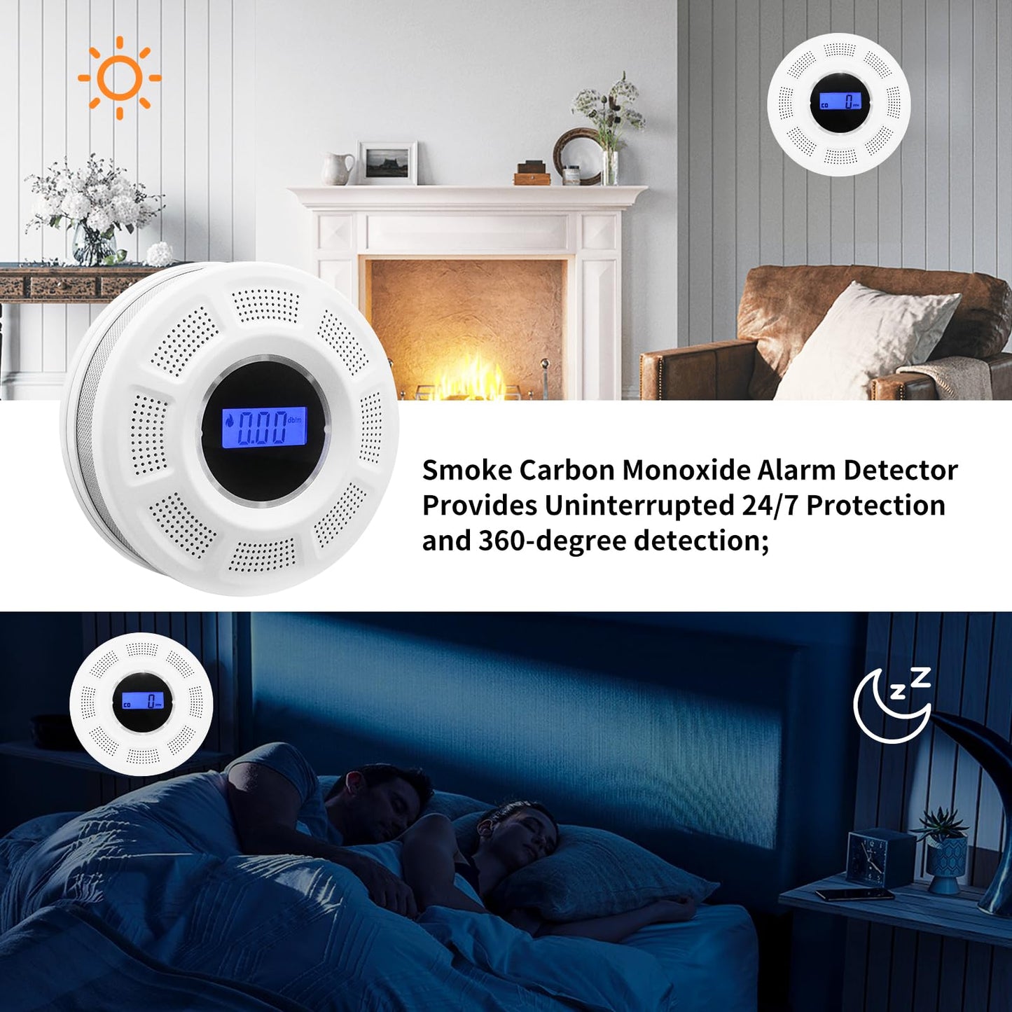GiiHoo Smoke and Carbon Monoxide Detector Combo Powered by Battery, 2 in 1 CO & Smoke Alarm with LED Warning Light Indicators for Home, Travel, RV, Garage (3 Pack)