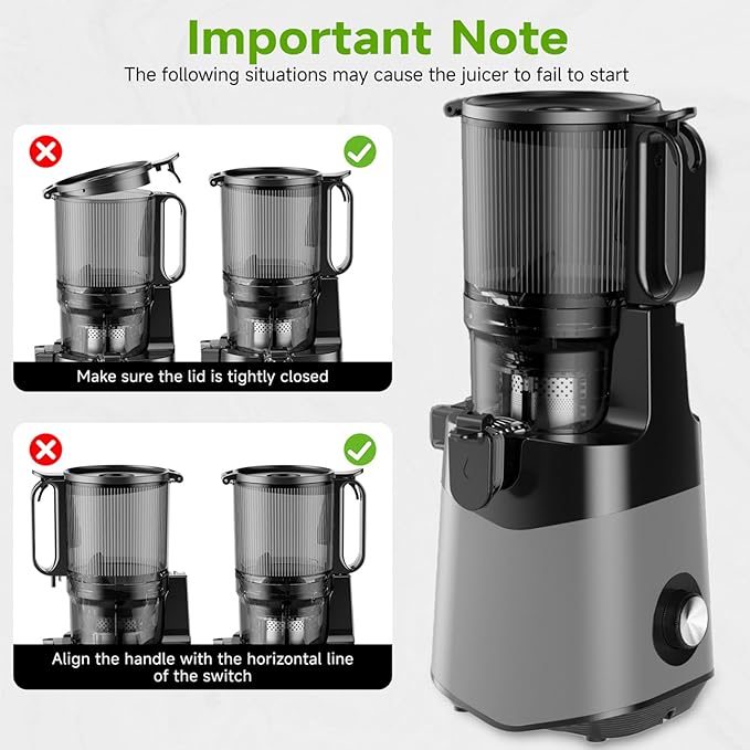 Cold Press Juicer, 5.8" Wide Feed Chute Juice Extractor Machine with 400W, High Juice Yield, Slow Masticating Juicer for Whole Vegetables & Fruits, Dark Grey