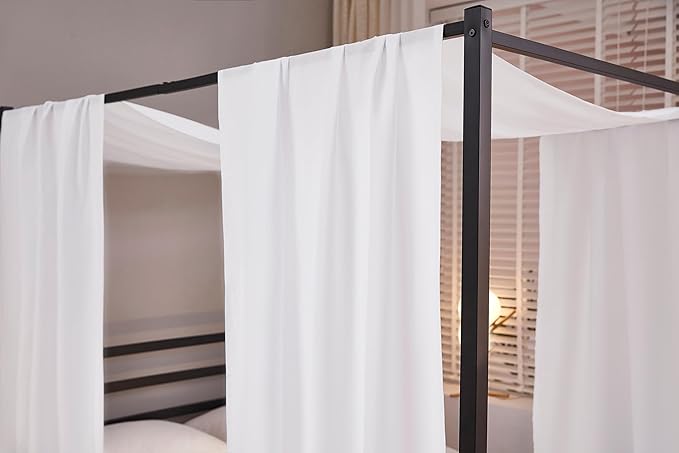 Akiky Linen Canopy Bed Curtains for Kid House Bed Montessori Canopy for Nursery Bed Canopy for Kids Child Toddler Adult Room Decoration(Twin,White)