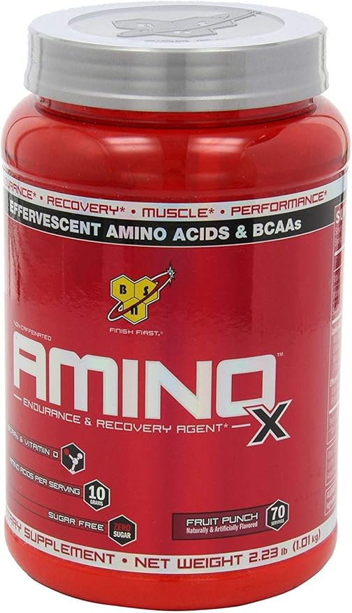 BSN Amino X Muscle Recovery & Endurance Powder with BCAAs, 10 Grams of Amino Acids, Keto Friendly, Caffeine Free, Flavor: Fruit Punch, 70 servings (Packaging may vary)