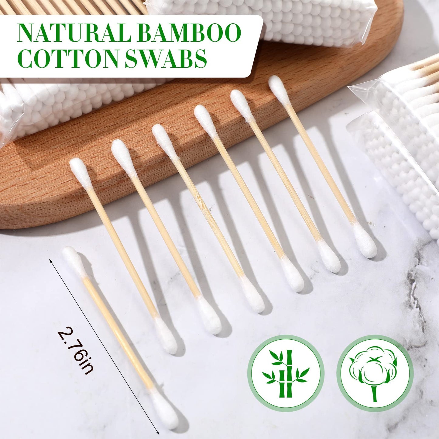 10000 Pcs Double Round Cotton Swabs with Wooden Sticks Bulk Cotton Buds Travel Size Ear Swabs for Ears Makeup Daily Cleaning Pet
