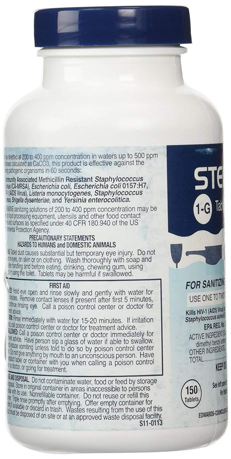 Edwards-Councilor S150E48 Steramine Sanitizer Tablets (Sanitabs) 150 Count Bottle - Pack of 6