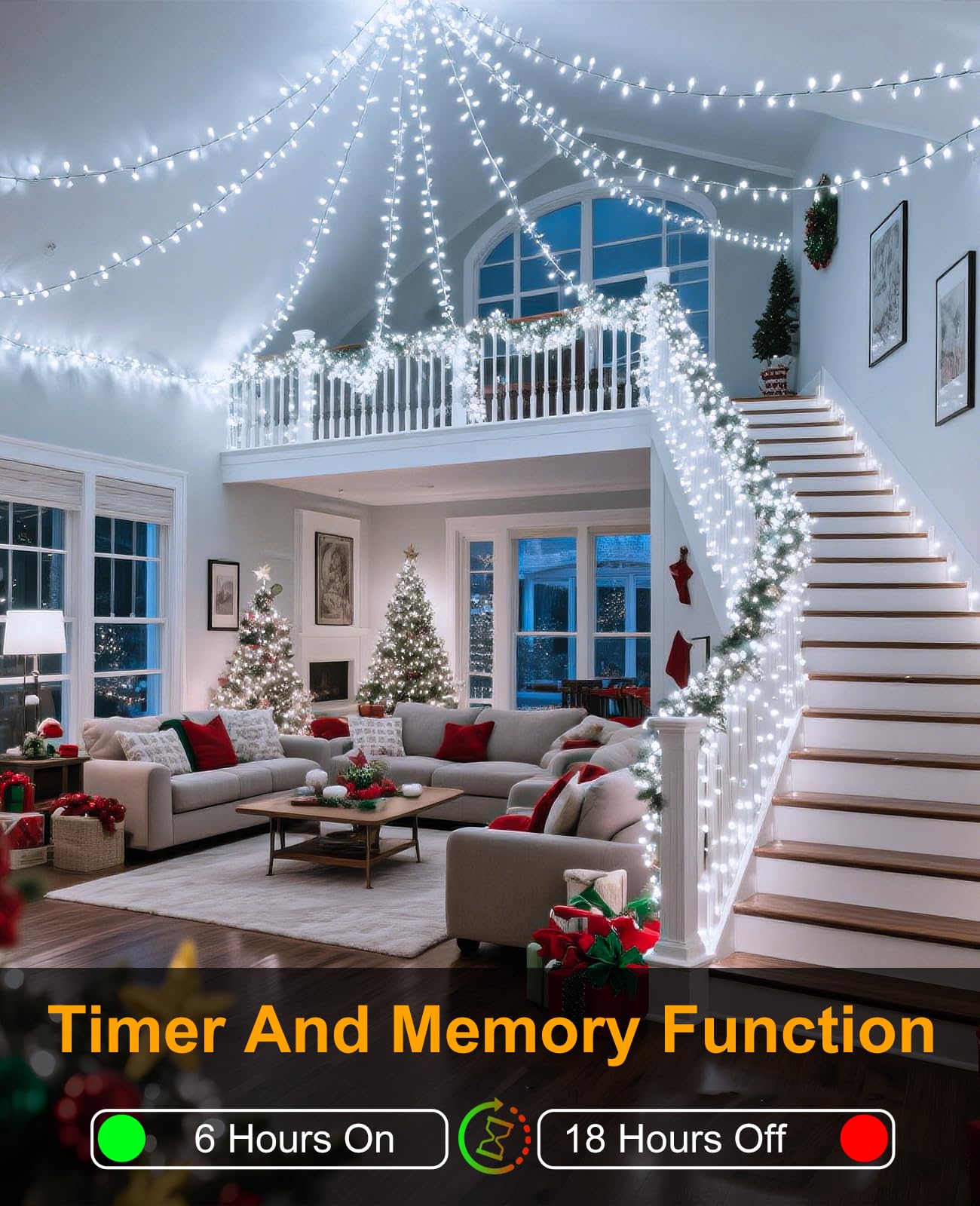 Xmasbokeh White Christmas Lights Outdoor  80Ft 240 Led Christmas Tree Lights Waterproof Plug In  8 Modes Connectable Christmas Decorations Green Wire For Indoor Patio Tree Garden Holiday