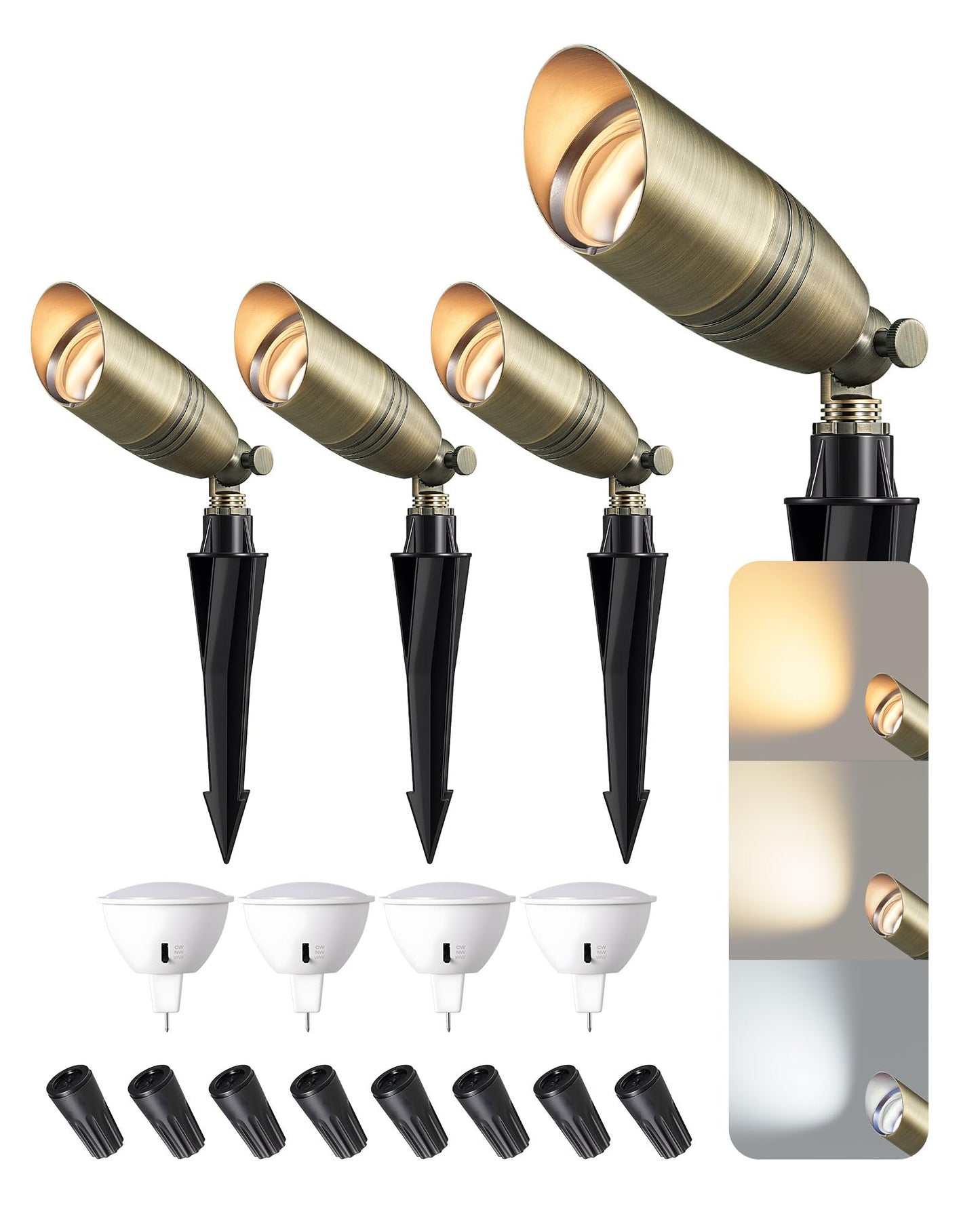 Edishine Solid Brass Landscape Spotlights  12V Led Low Voltage Landscape Lights  3Cct Mr16 Bulb Included  Bronze Heavy Duty Waterproof Spot Lights Outdoor Lighting For Garden Yard Tree  4 Pack