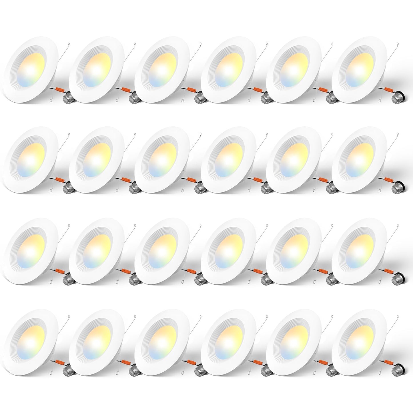 Amico 24 Pack 5/6 inch 5CCT LED Recessed Lighting, Dimmable, 12.5W=100W, 950LM, 2700K/3000K/4000K/5000K/6000K Selectable, Retrofit Can Lights with Baffle Trim, IC Rated - ETL & FCC, White