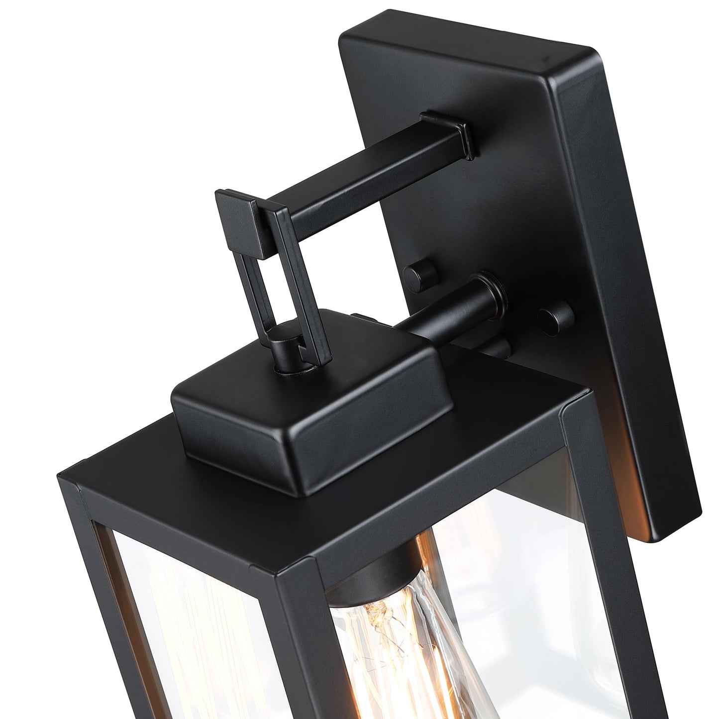 Faymart Lighting 2 Pack Outdoor Sconce Lights-12 Inch Outdoor Wall Light Exterior Sconce Steel And Glass Porch Light  Black Wall Lantern For Front Porch Garage Balcony