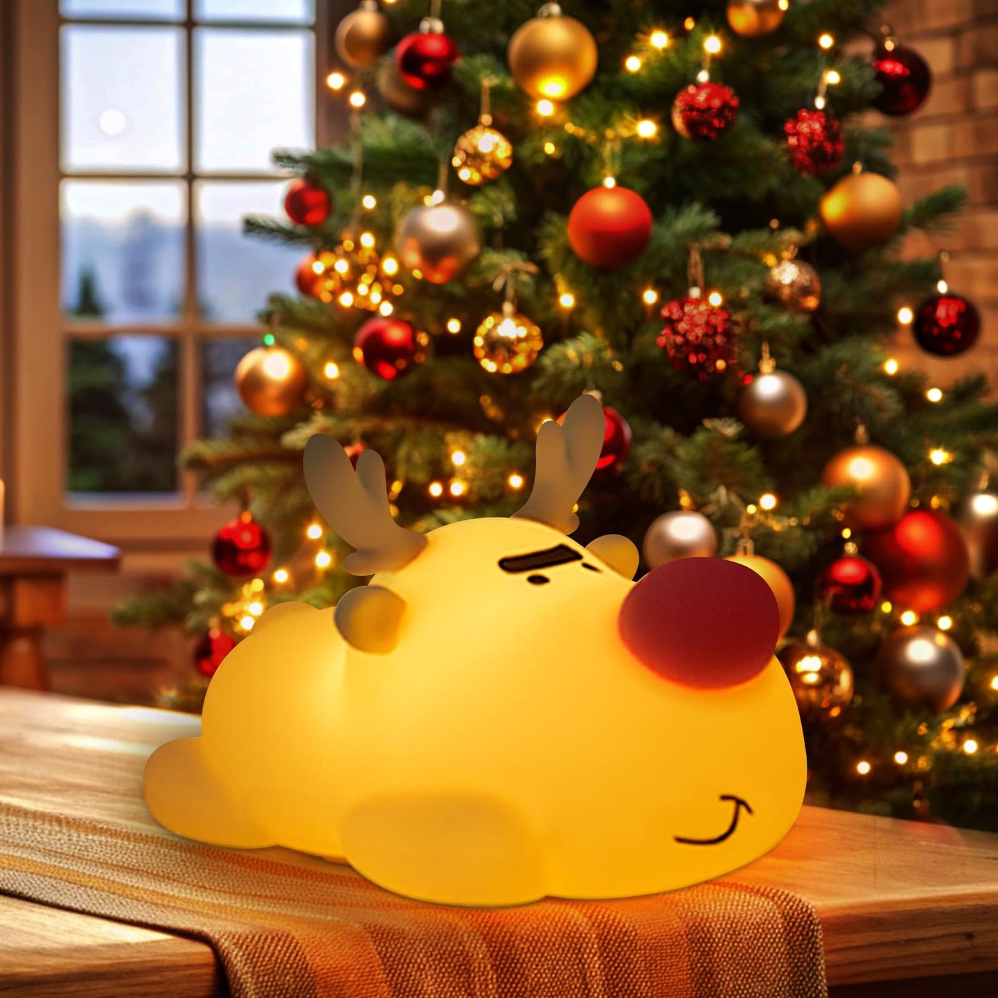 AVACOM Reindeer Night Light, Timer Night Light, Soft Silicone Light, Christmas Birthday Gift Night Lamp, Gift Nightlight for Gir
