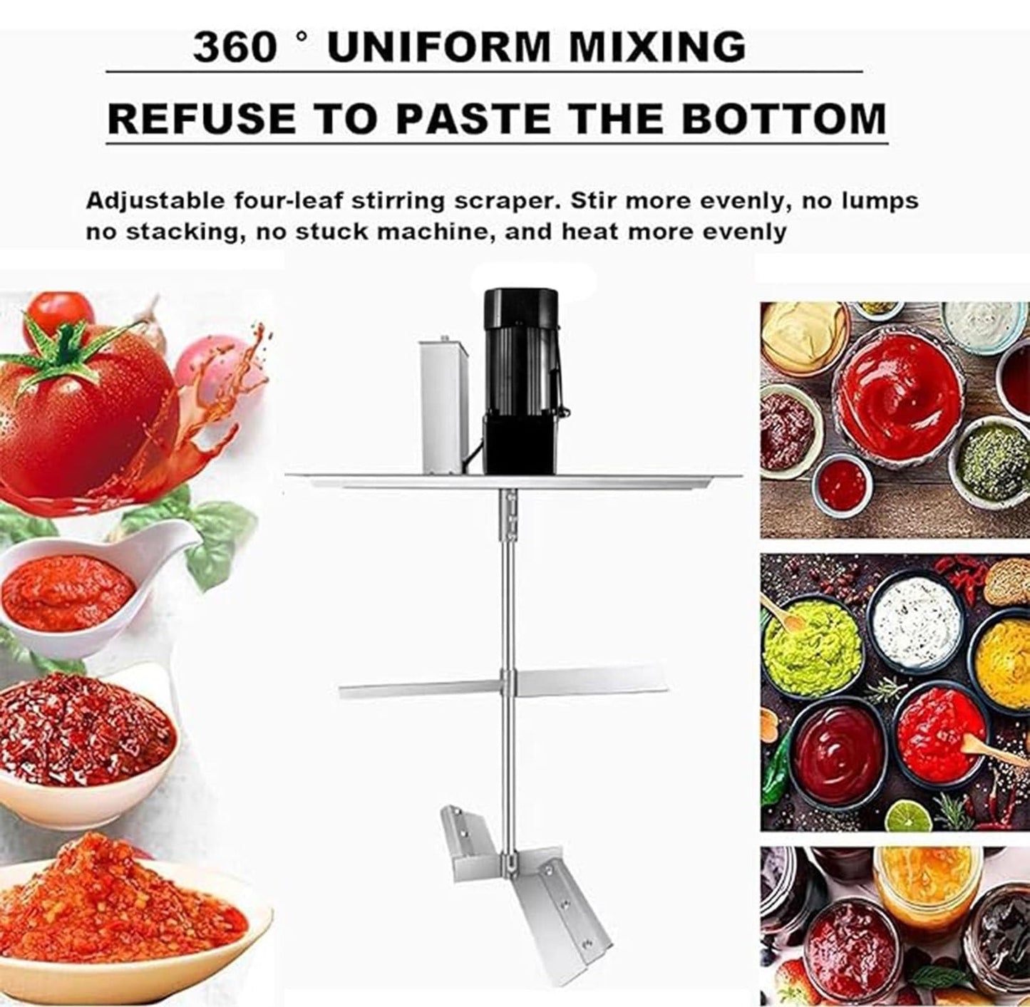 Automatic Food Mixer -Commercial Heating Mixer With 4 Blade Stirring Scraper,for Making Jam, Sauce, Filling, Hot Pot Seasoning Bottom Soup Stirre(15L)