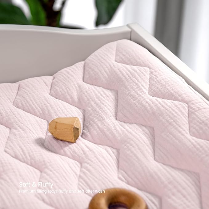 lulumoon Muslin Changing Pad Cover: Baby Cotton Quilted Changing Table Cover - Soft Changing Pad Sheets for Boys Girls