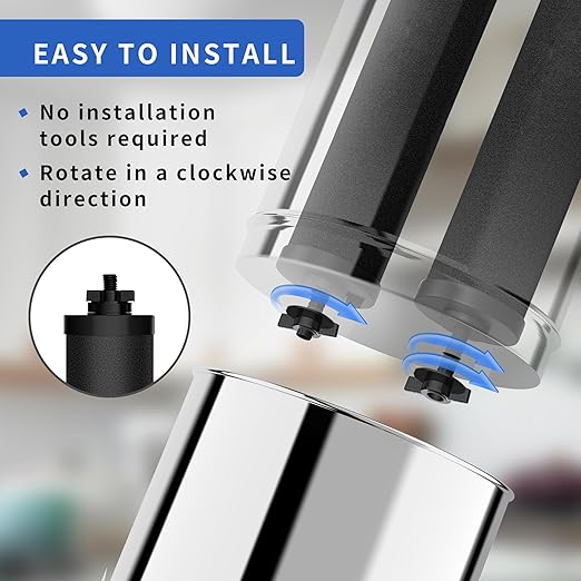 Water Filter Replacement for Berkey® Purification Elements Compatible with Berkey® Countertop Gravity Filter System Reduce Chlorine Black (Pack of 2)