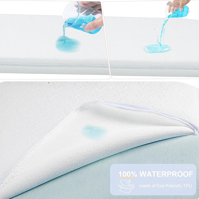 NeoBorn Baby Bassinet Mattress Pad, 35" x 20" Dual Sided Comfort Gel Memory Foam Mattress with Removable Breathable Soft Tencel Cover Fit for ANGELBLISS/AMKE/Bellababy/Yamesmile Baby Bassinet