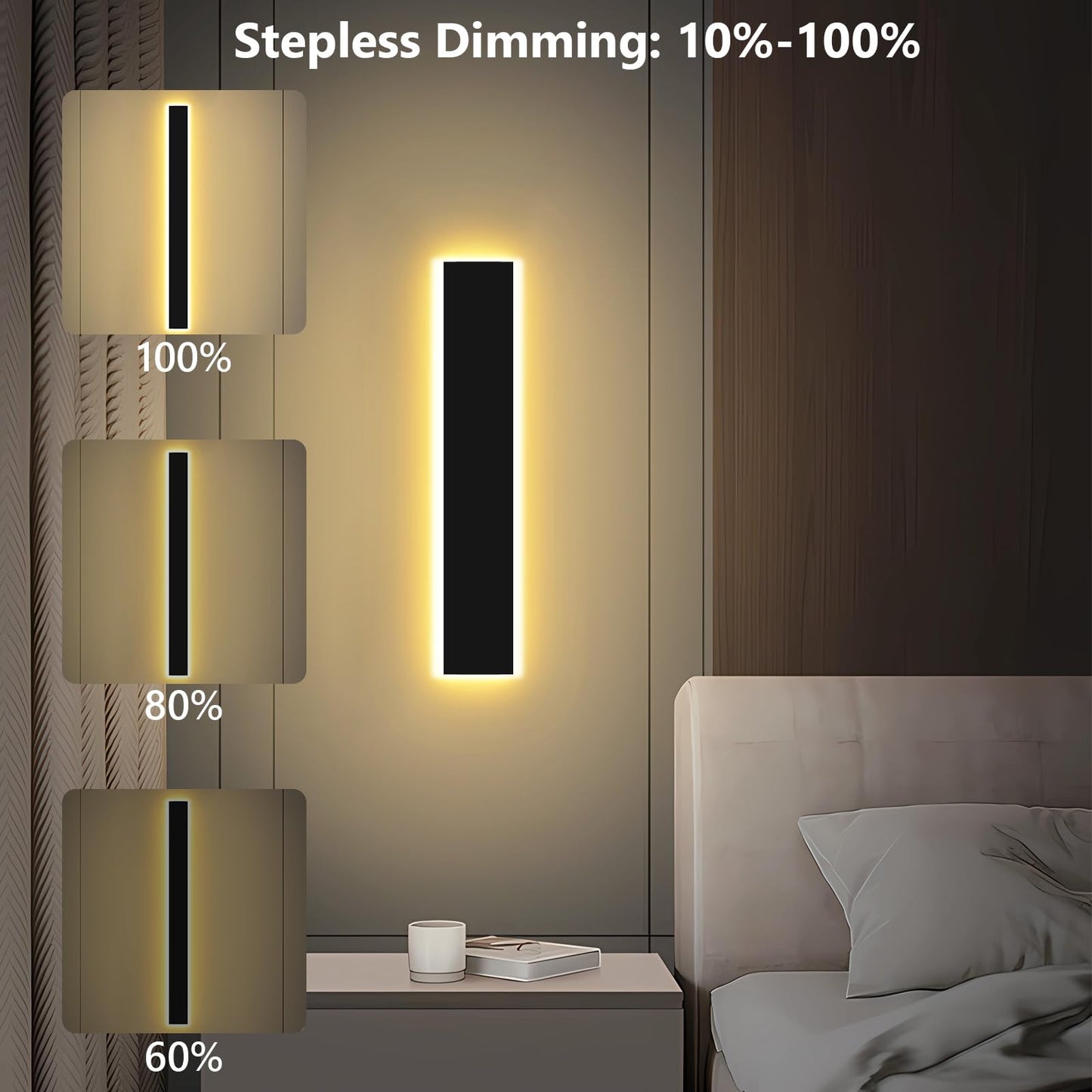 Pedforn 2Pcs 31In Modern Outdoor Wall Light  Ip65 Waterproof Outdoor Wall Sconce  3000K-6000K Dimmable Led Black Garage Lights  Exterior Wall Lighting  Anti-Rust Linear Long Wall Light