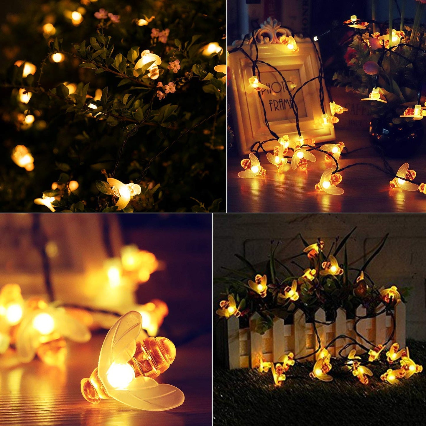 Brightown Solar Bee String Lights, 31 Ft, 50 LED, 8 Lighting Modes, Warm White, Waterproof, Model BT-animal-lights