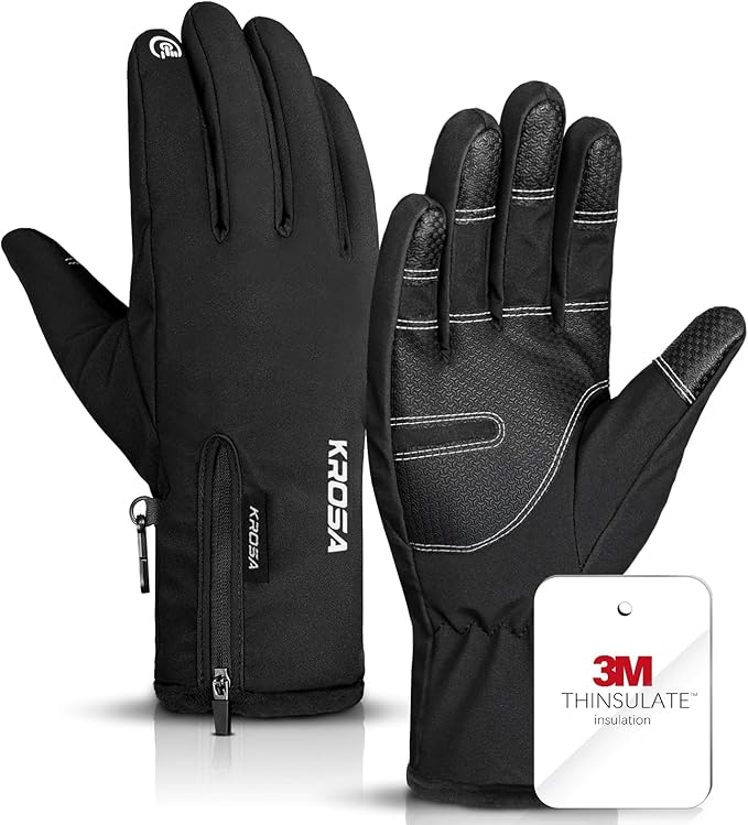 krosa 5-Layer Winter Gloves for Men & Women Made with 3M Thinsulate, -10℉ Waterproof Work Gloves for Cold Weather, Snow Sk...