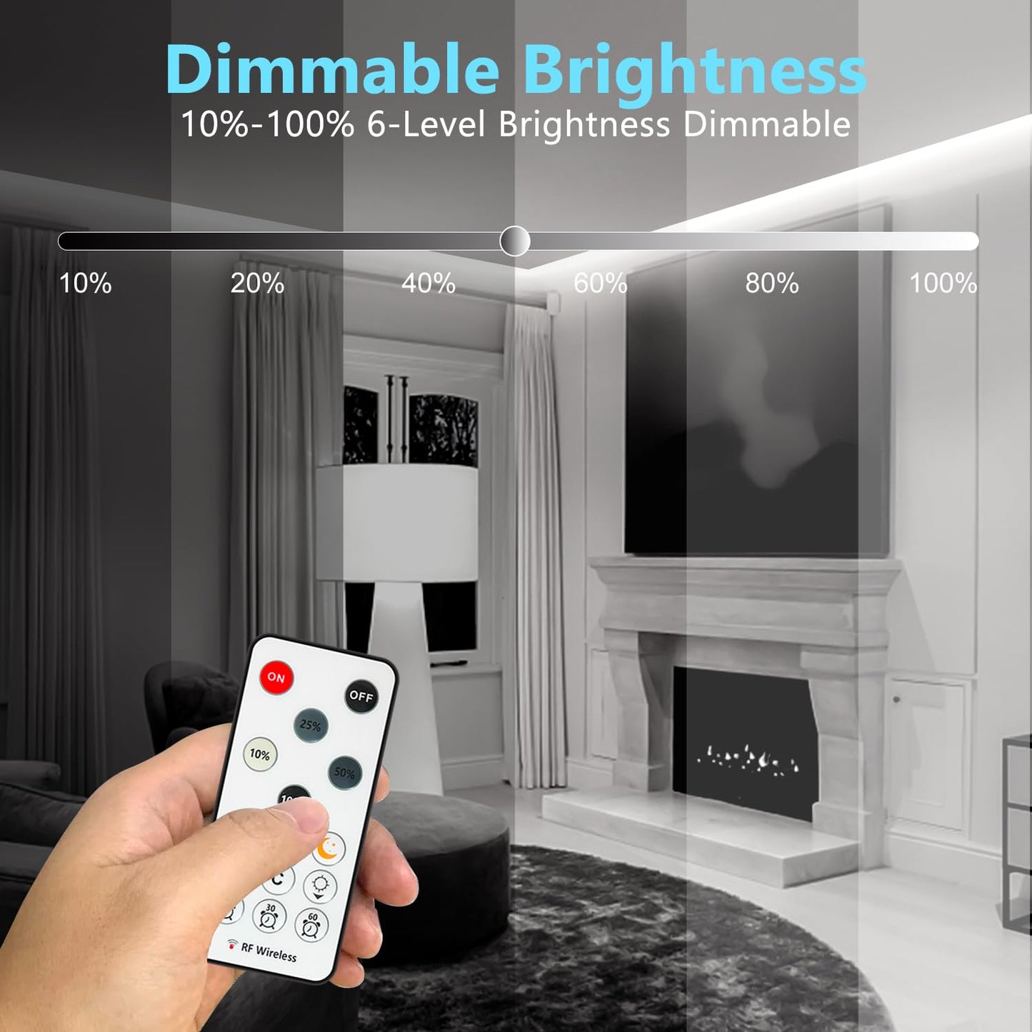 Wefomey LED Strip Lights, 65.6ft Dimmable 24V, 960 LEDs, 6500K Bright Daylight White, Flexible Tape Lights for Home Decor, Model