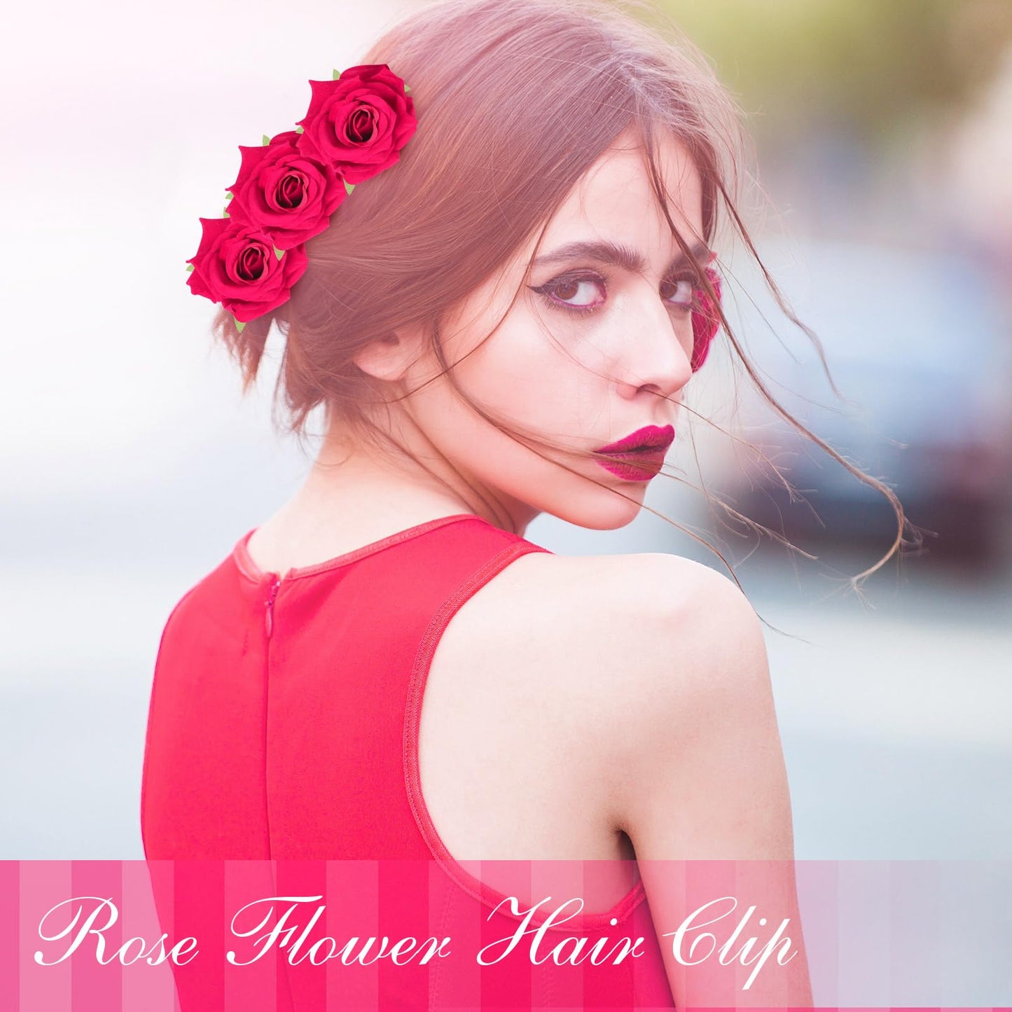 Yilloog 12 Pack Rose Hair Clip Flower 2.8 ' ' Hairpin Floral Brooch Floral Hairclips Mexican Flowers Hairpin Party Supplies for