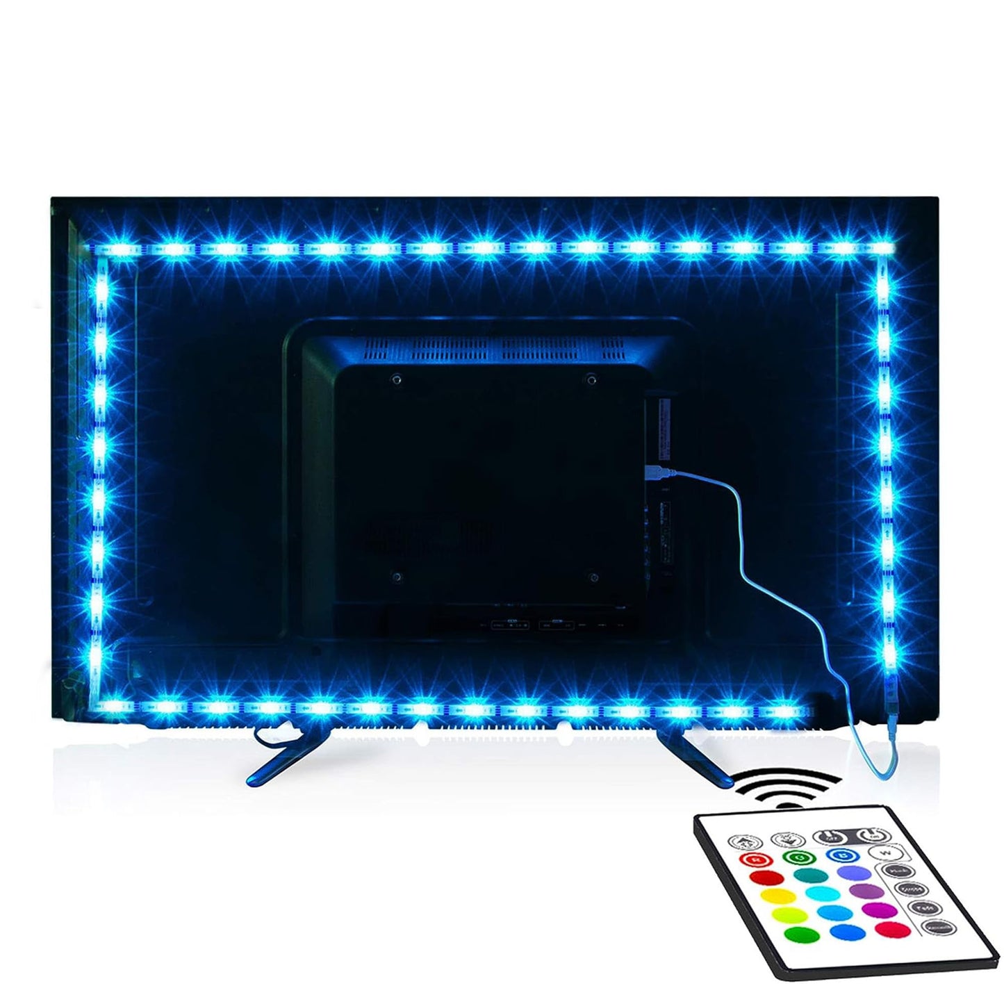 maylit LED Backlight Strip Lights Kit, 14.3FT for 65-75in TV, Multicolor, USB Powered with Remote, Model R5-YMA8-74UA