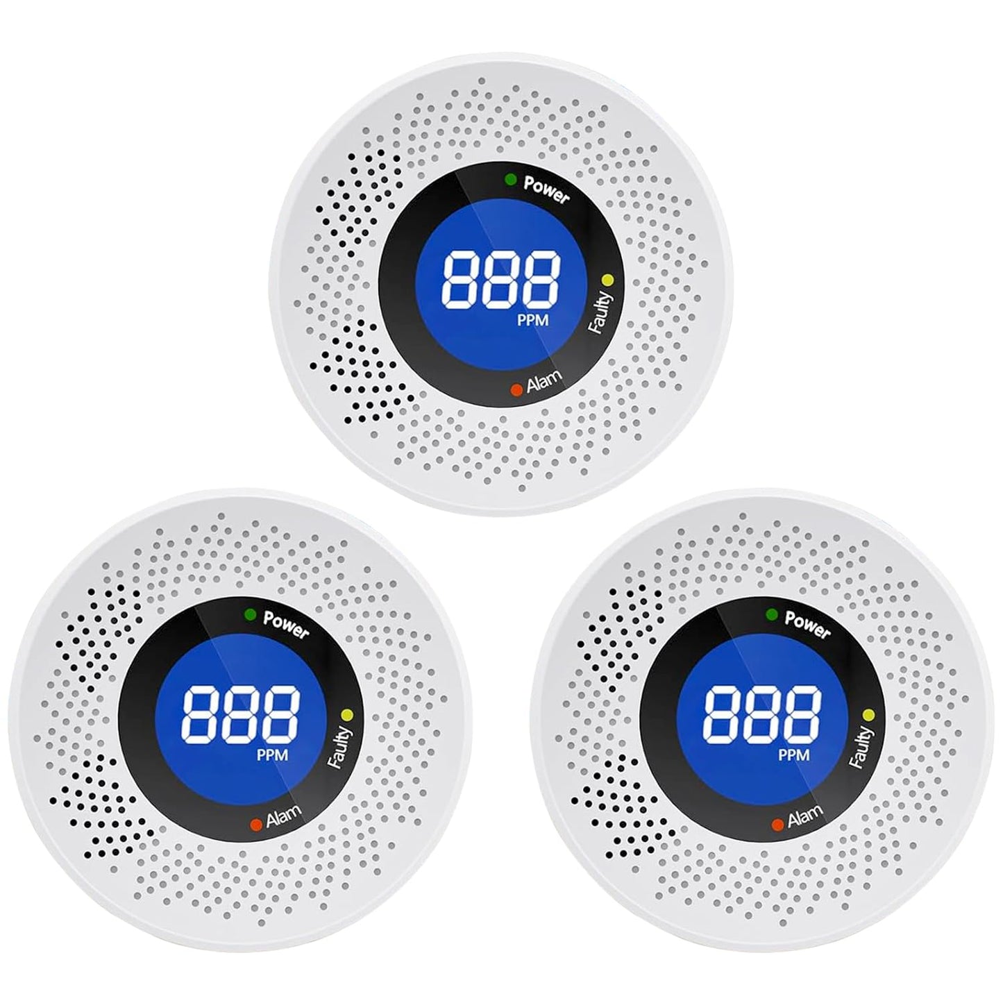 Carbon Monoxide Detectors, Travel Carbon Monoxide Detector Battery，Replaceable Battery Operated CO Detector Alarm with Digital Display for Warehouse, Kitchen, Restaurant,Hotel, Garage, 3 Packs