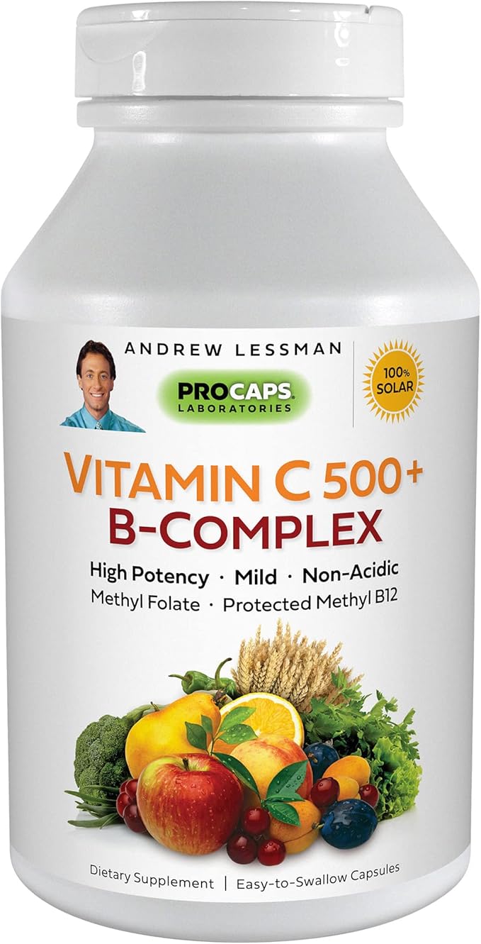 ANDREW LESSMAN Vitamin C 500 Plus B-Complex 360 Capsules - Non-Acidic Vitamin C Plus Citrus Bioflavonoids for Immune System and Anti-Oxidant Support. Easy-to-Swallow Capsules. No Additives