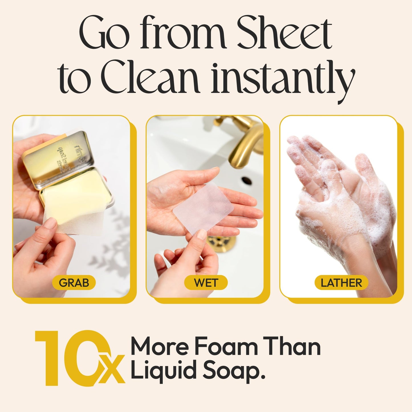FOMIN - Antibacterial Paper Soap Sheets Tin for Traveling - (300 Sheets) Variety Pack (Unscented, Orange, Lemon) Portable Travel