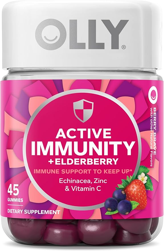 OLLY Adult Multivitamin Gummy with Probiotics, 1 Billion CFUs, 70 Gummies Immunity Elderberry Gummy, 45 Gummies