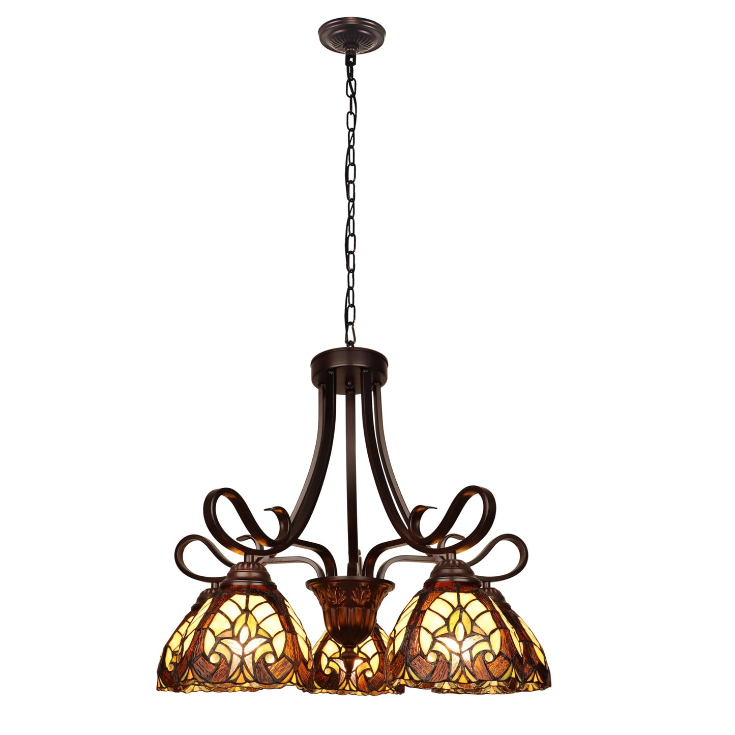 Chloe Lighting Victorian-Style 5-Light Chandelier, 25in Wide, Antique Dark Bronze Finish, Glass, Multicolor, Model CH18780VI25-DD5