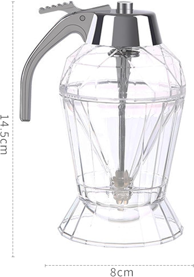 Honey Dispenser, 8 Oz Clear Container with Stand, No-Drip Small Honeycomb-Style Syrup Server for 1 Pcs