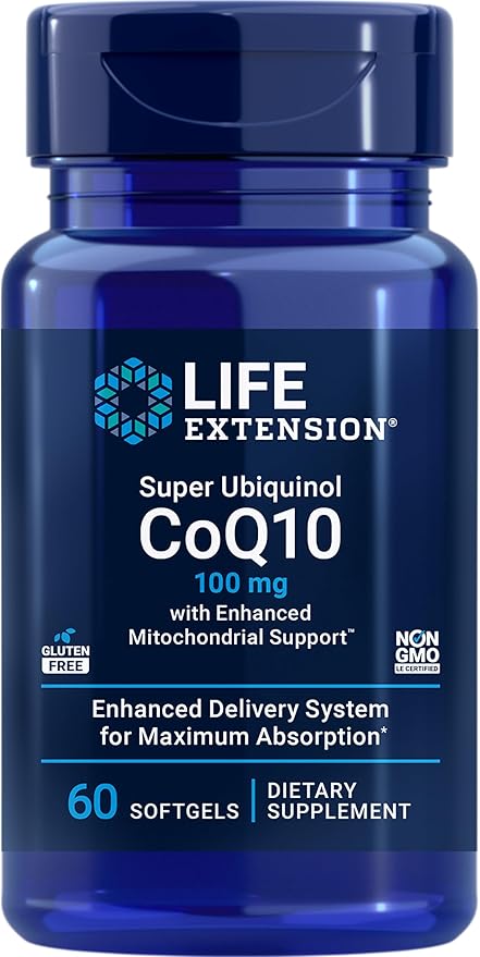 Life Extension Super Ubiquinol CoQ10 60 Softgels and Vitamin C & Bio-Quercetin Phytosome 250 Tablets Bundle for Heart, Cellular Energy, Immune & Overall Health Support