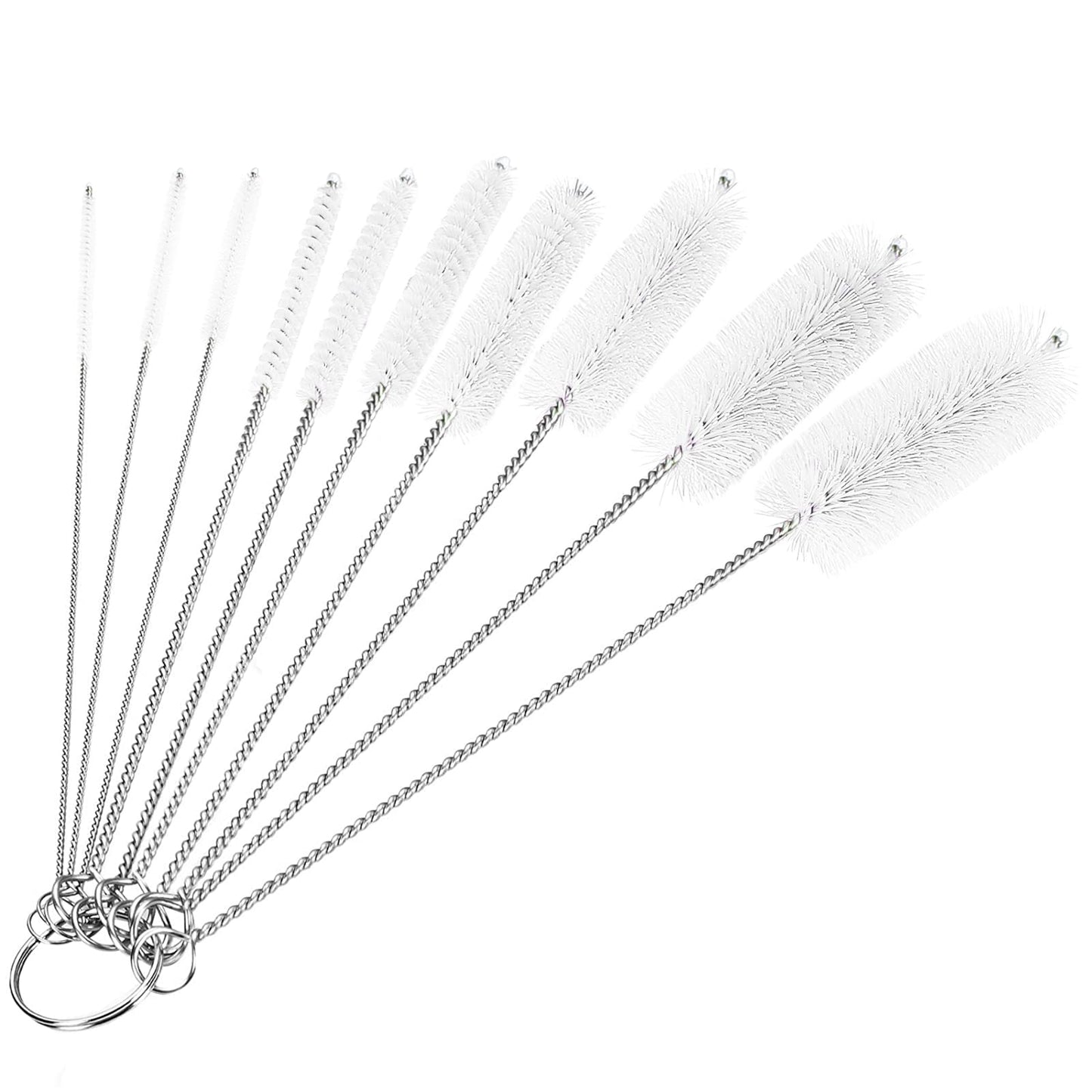 CiaraQ Bottle Cleaning Brushes, 8 Inch Nylon Tube Brush Set, Cleaner for Narrow Neck Bottles Cups with Hook, Set of 10pcs.