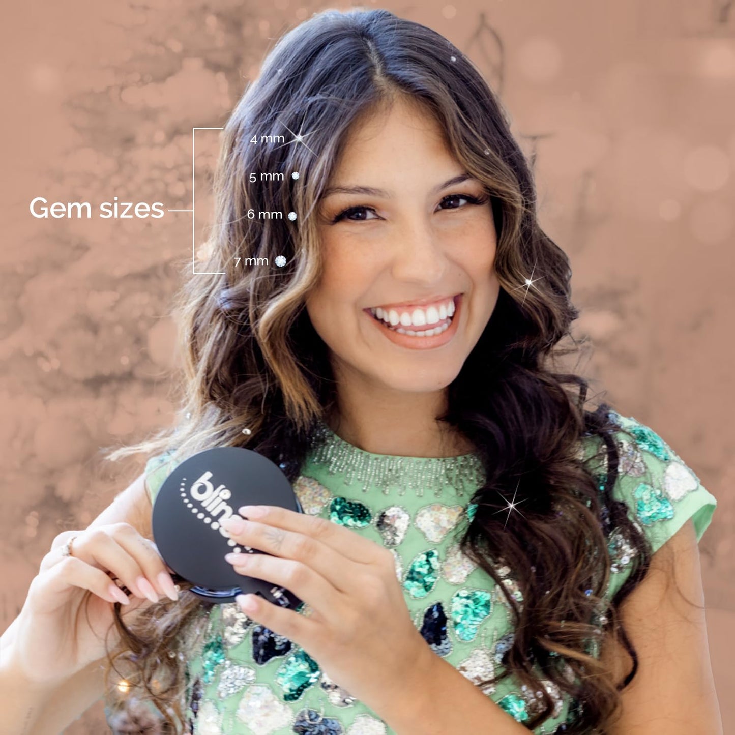 blinger Crystal Refill Pack | 5 Discs - 75 Precision-Cut Glass Crystals | Styling Tool not included | Light Rose 5 mm