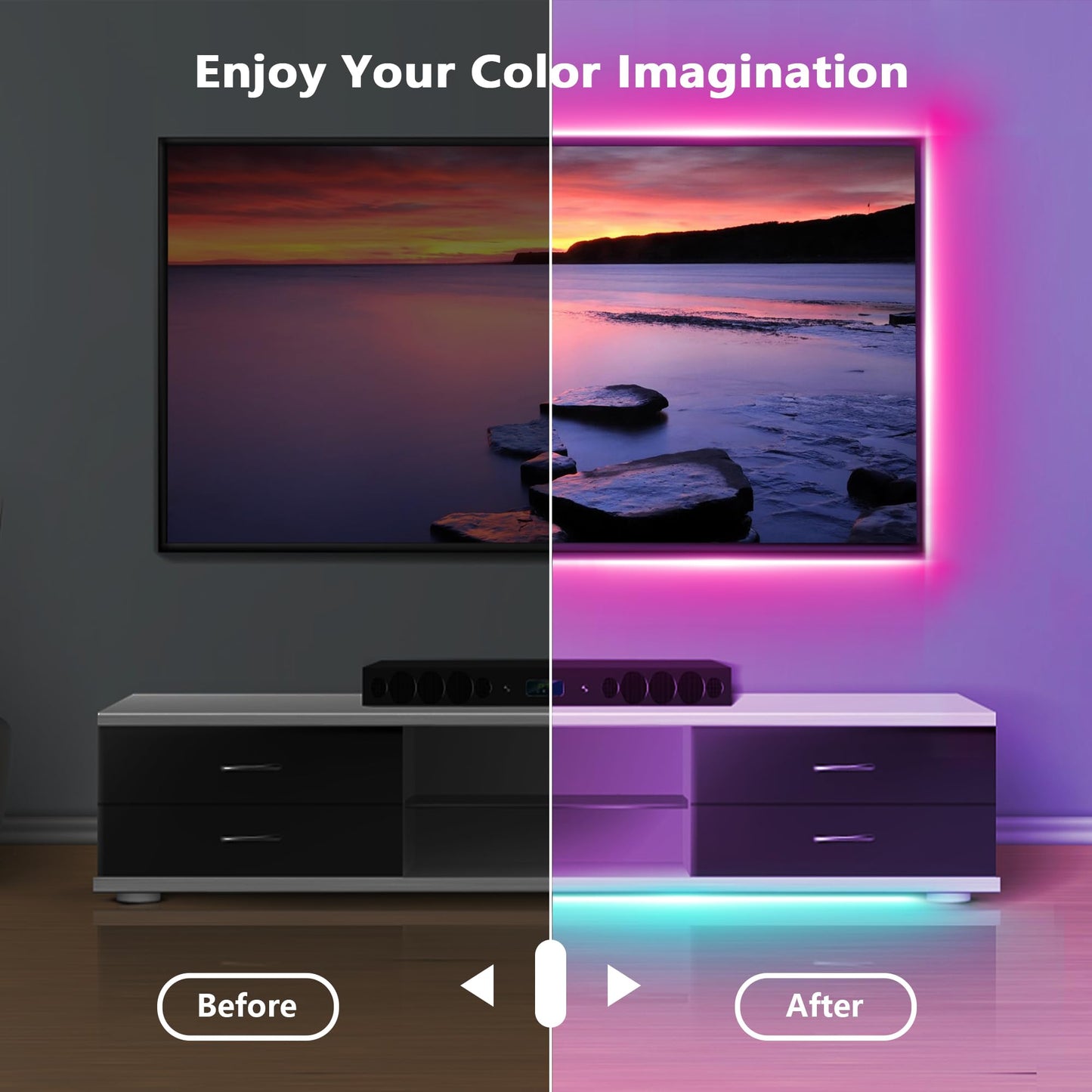 NBBUFF Led Lights for Bedroom 300FT (2 Rolls of 150FT), RGB Led Strip Lights with Music Sync Color Changing, Remote & App Controll Led Lights for Room and Party, Super Long LEDs for Bedroom Ambiant